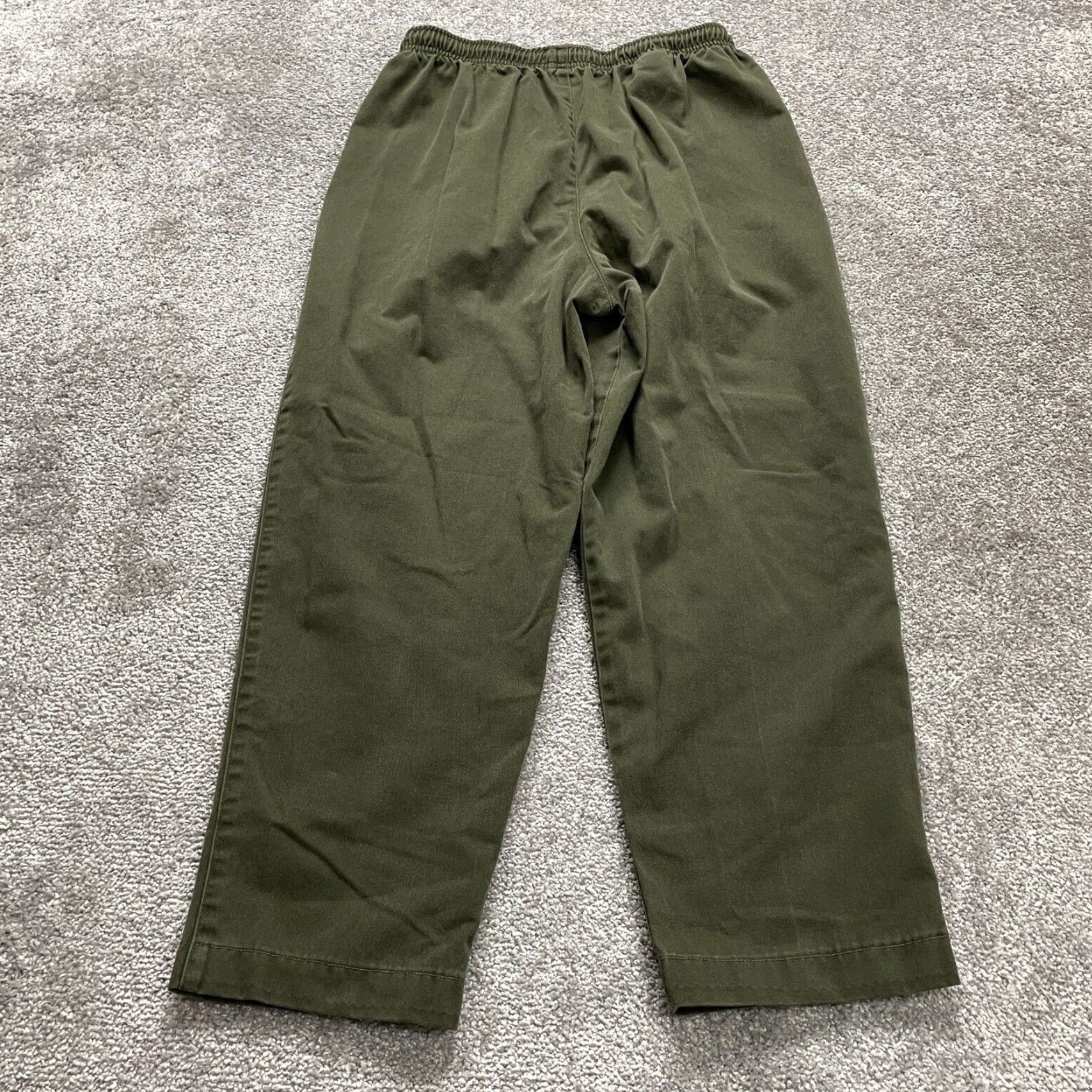 Lands' End Lands' End Chino Pants Womens 10P Petite Army Green Elastic Waist Straight 28x24 Army Classic Womens Size 32" / US 10 / IT 46 - 2 Thumbnail