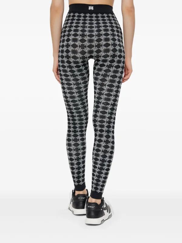 Balenciaga o1orln1125 MA Quad-Monogram Leggings in Black/White Size 25" / US 0 / IT 36 - 2 Thumbnail