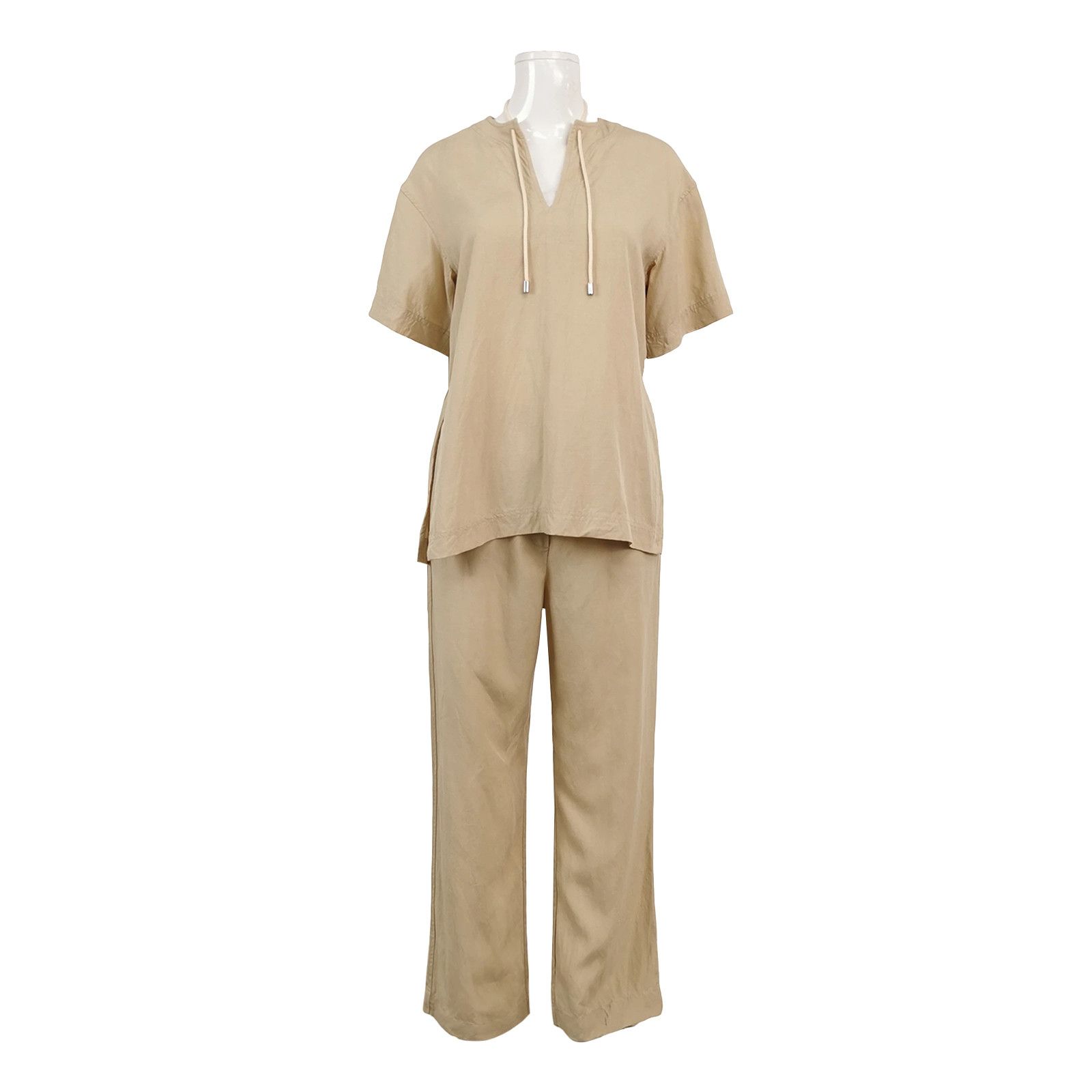 Toteme Toteme Beige Lyocell Linen Set Size 32 Size XXS / US 00 / IT 34 - 1 Thumbnail