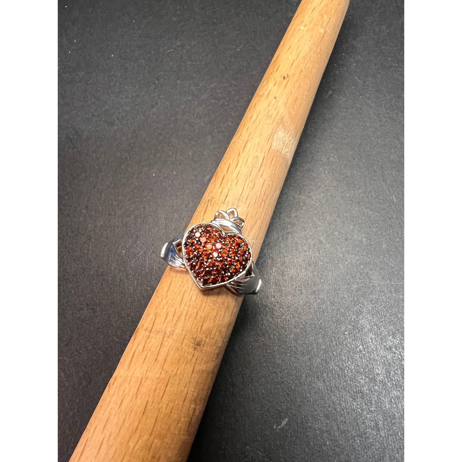 Other NEW Garnet claddagh ring in sterling silver size 7 Size ONE SIZE - 10 Thumbnail