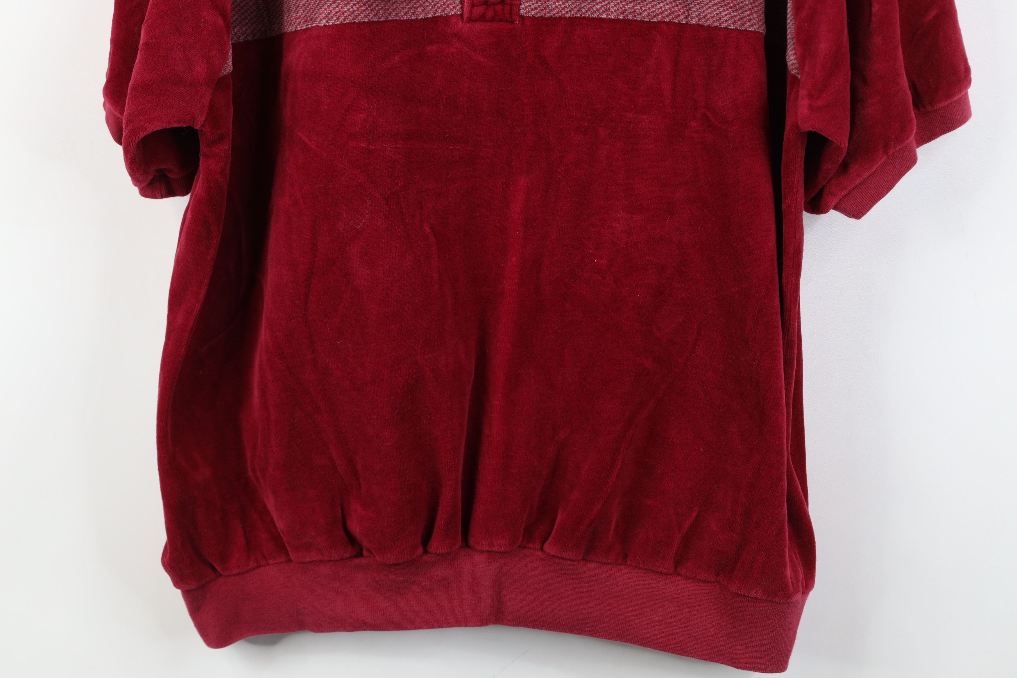 Vintage Vintage 70s Streetwear Velour Collared Pullover Polo Red USA Size US XL / EU 56 / 4 - 3 Thumbnail