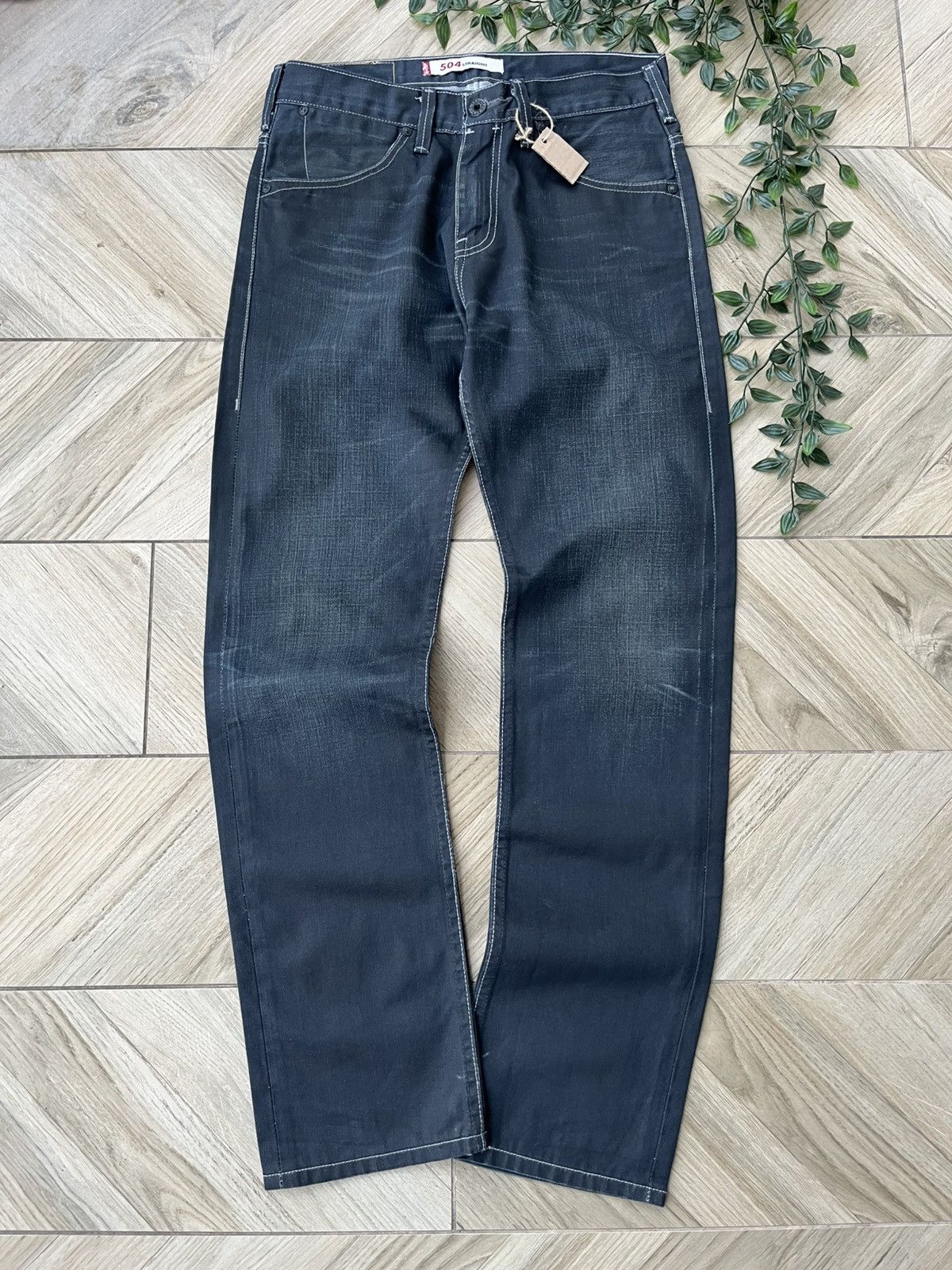 Levi's Vintage waxed Levis 504 31x32 Black Jeans Pants 31w Size US 31 - 1 Thumbnail
