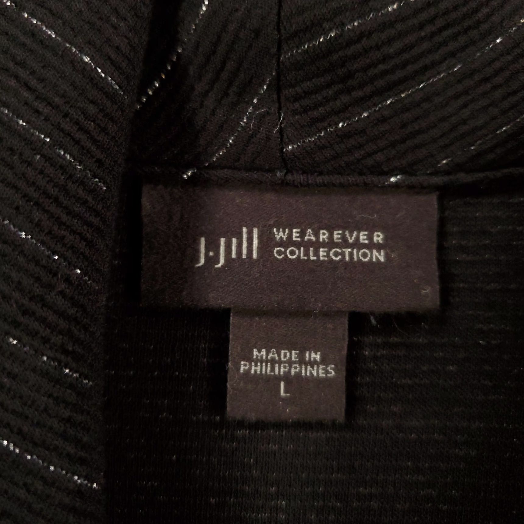 J. Jill J. Jill Top Blouse Womens Large Black Silver Striped Cowl Neck Pullover Wearever Tunic Casual Shirt Size L / US 10 / IT 46 - 5 Thumbnail