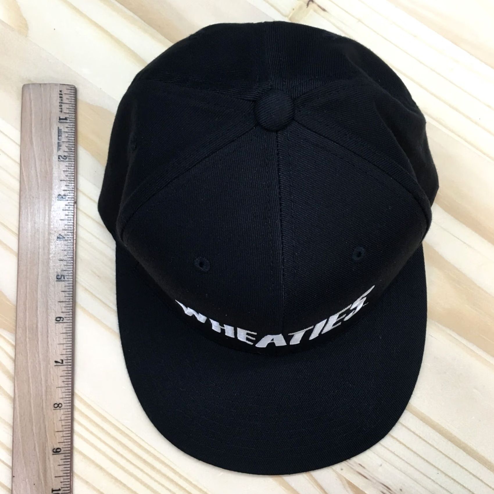 Vintage Mens Wheaties Baseball Cap Black Fitted Curved Brim Embroidered Logo Yupoong S-M Size ONE SIZE - 3 Thumbnail