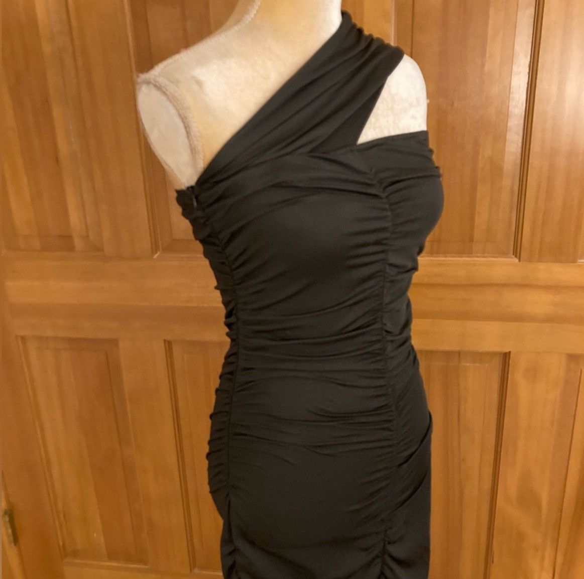 Designer × Other NWT, Lavishly Paris Women’s Black Ruched Midi Dress. Size M / US 6-8 / IT 42-44 - 12 Thumbnail