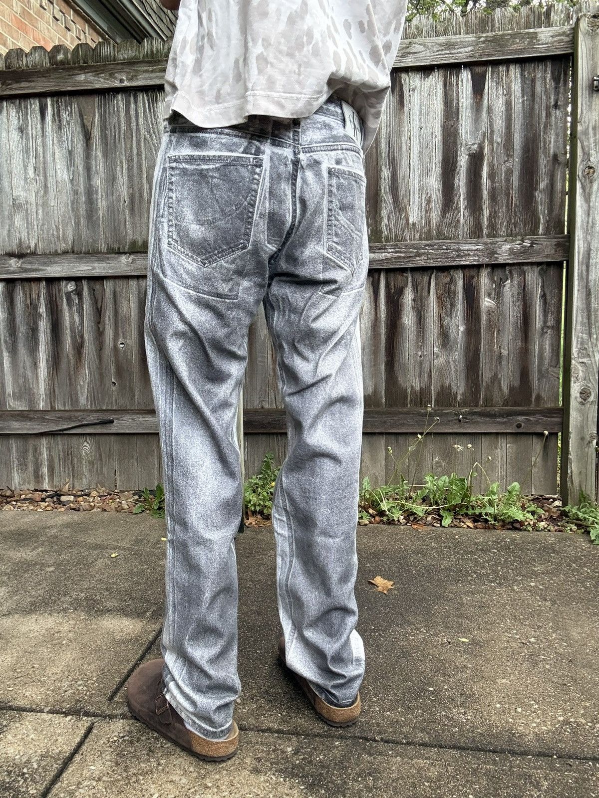 Calvin Klein Grey Faded 90s Straight Fit Vintage Acid Washed Denim Jeans Size US 30 / EU 46 - 3 Thumbnail