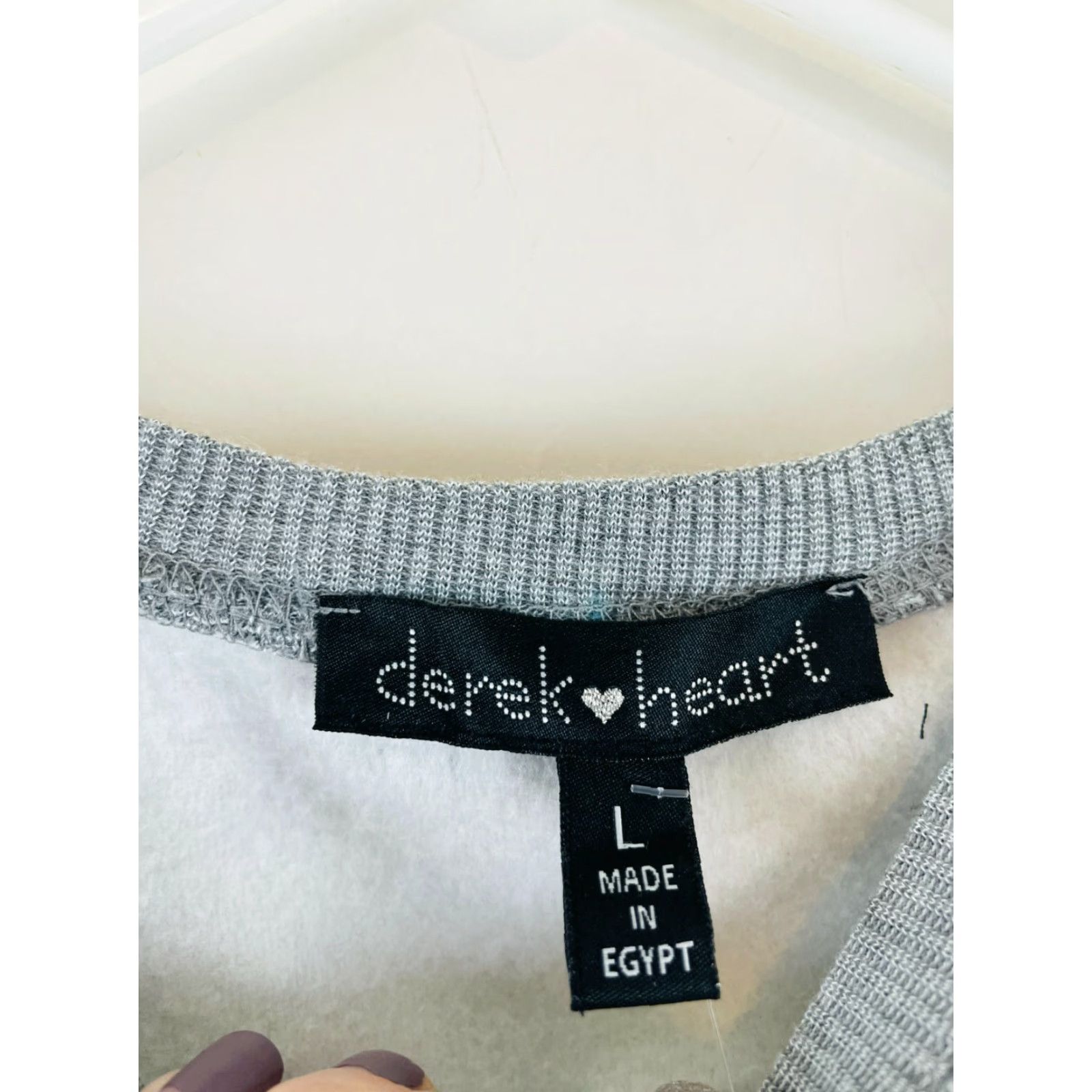 Vintage Derek Heart Sweatshirt Women's Large Gray Round Neck Pullover Drawstring Size L / US 10 / IT 46 - 5 Thumbnail