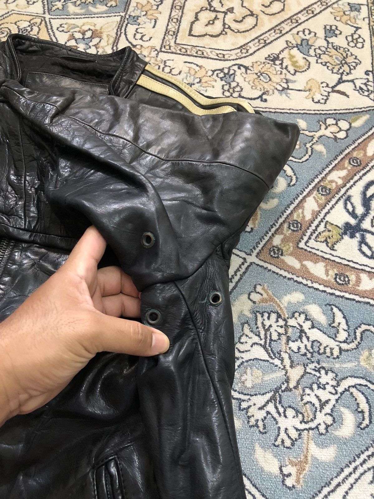 Tommy Hilfiger Rare❗️Tommy Hilfiger Premium Cafe Racer Leather Jacket Size US L / EU 52-54 / 3 - 8 Thumbnail