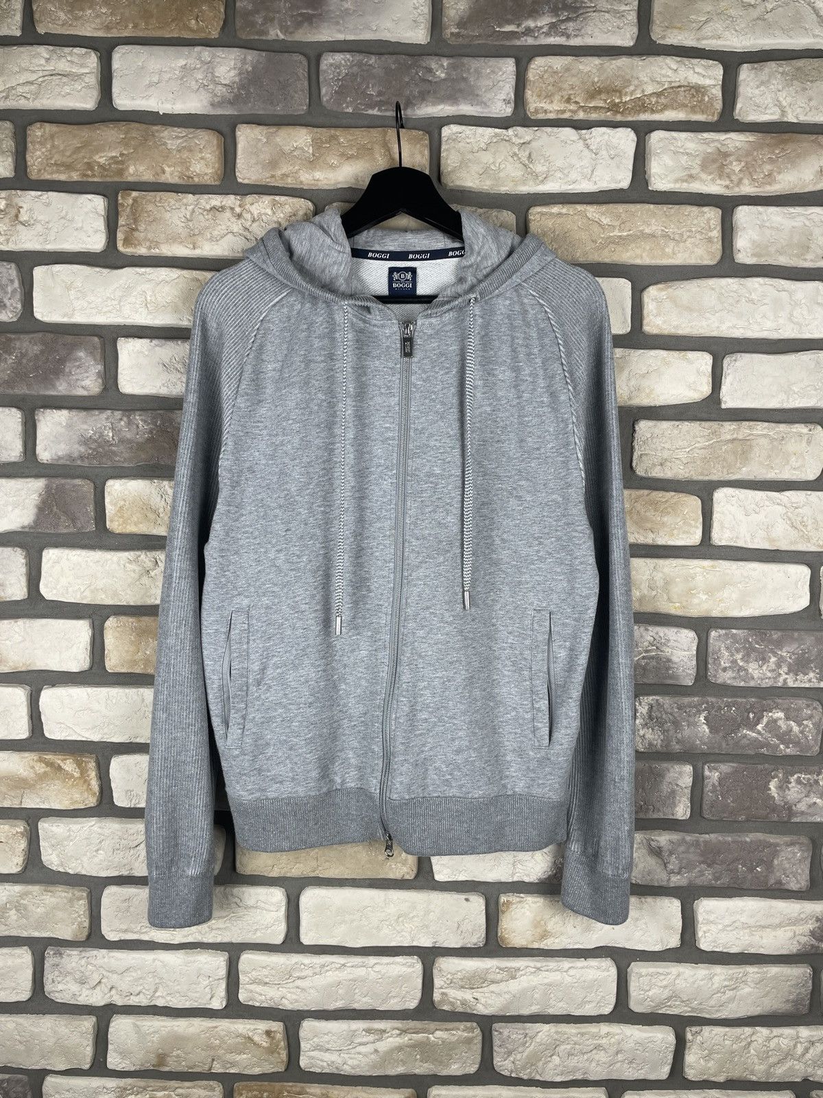image of Italian Sweater Sweatshirt Jacket Hoodie Boggi Milano in Grey, Men's (Size Medium)