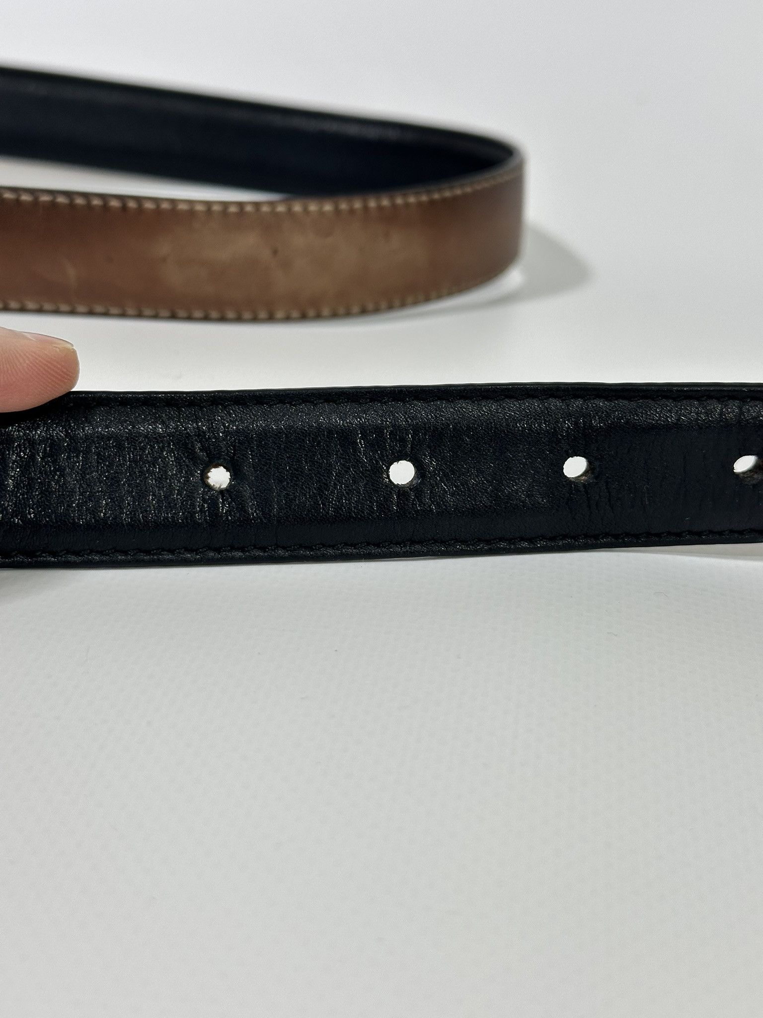 Gucci Gucci Thin Belt Black Leather Interlocking G Buckle Size ONE SIZE - 9 Thumbnail