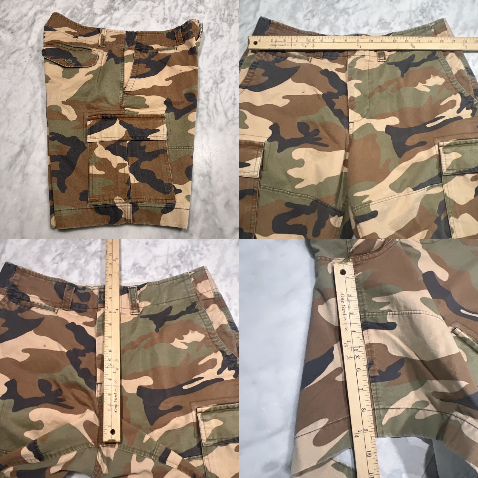 Gap GAP Cargo Shorts Men 33 Multi Woodland Camo Outdoors Hike Inseam 9” Rise 11” Cargo Pocket Belt Loops Flat Front Cotton Classic Outdoor Men Size US 33 - 8 Thumbnail