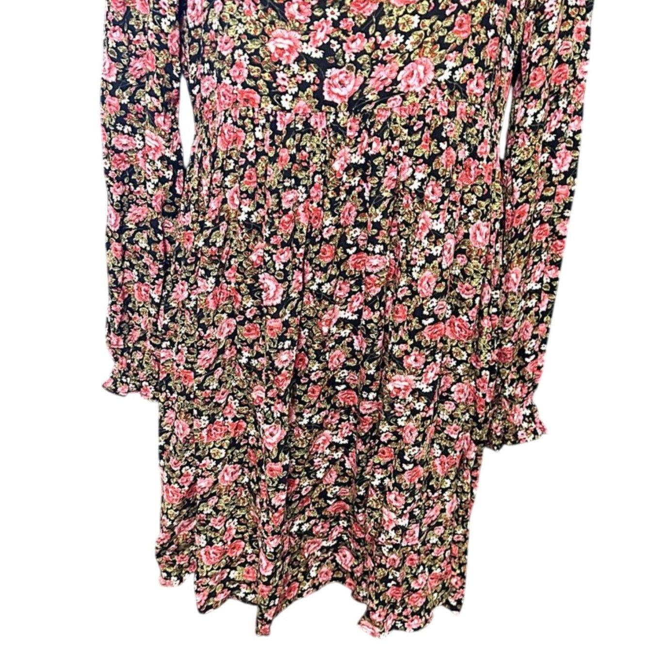 BP. BP Women's Black/PinksFloral Long Sleeve Casual Dress M NWOT Size M / US 6-8 / IT 42-44 - 3 Thumbnail