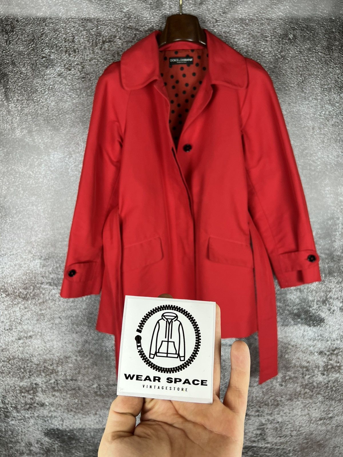Designer × Dolce & Gabbana Dolce & Gabbana Red Polka dot Trench Coat Made in Italy Size S / US 4 / IT 40 - 21 Thumbnail