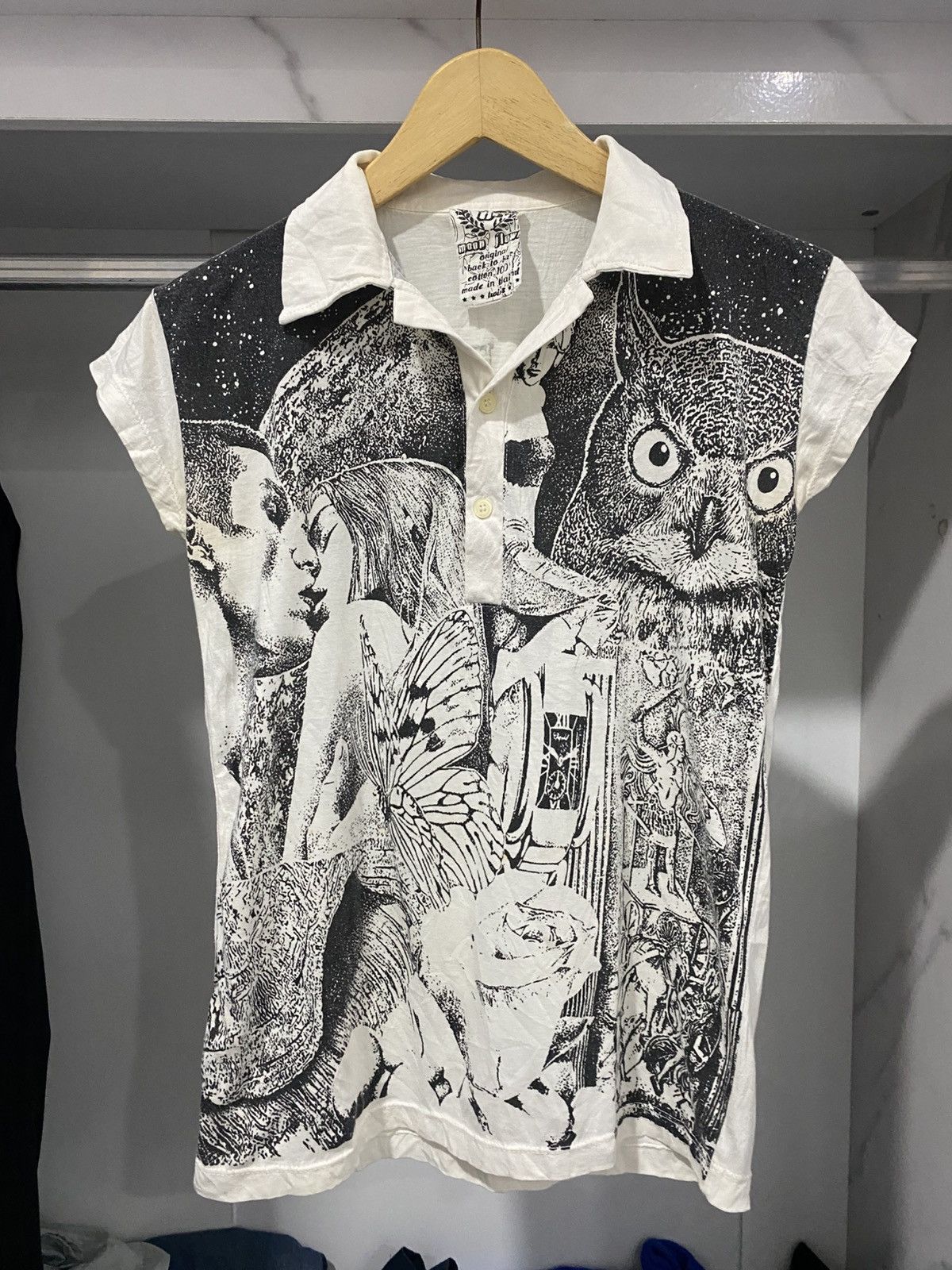 If Six Was Nine Moon Flower Japanese Polo Tshirt Avantgarde Ifsix Lgb Size US S / EU 44-46 / 1 - 1 Thumbnail