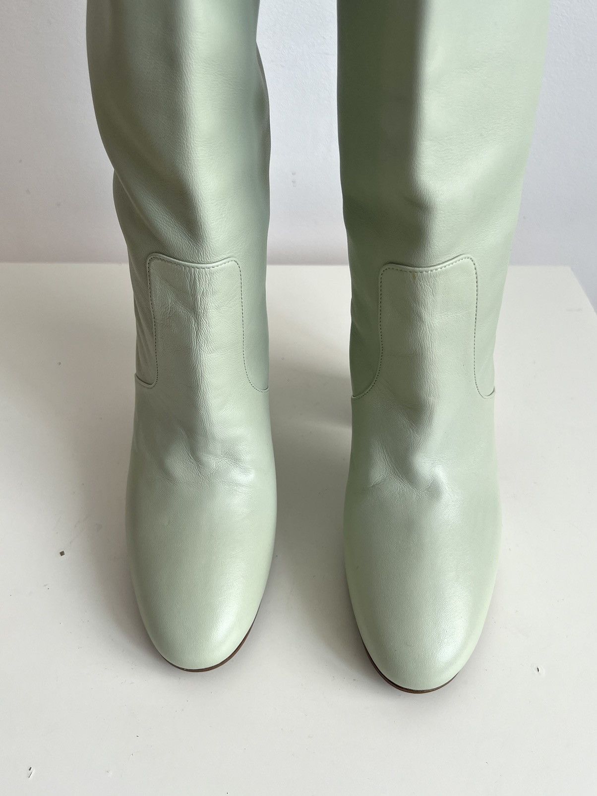 Dries Van Noten 🔥F/W20 Dries Van Noten Knee High Mint Calf Leather Boots Size US 9 / IT 39 - 6 Thumbnail