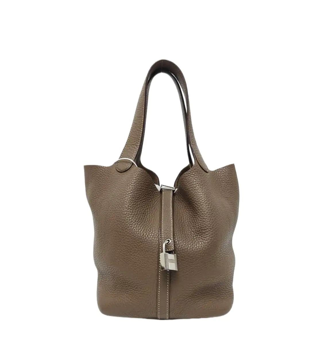 Hermes Hermes Picotin Lock Etoupe Clemence cowhide leather handbag silver hardware Y Size ONE SIZE - 1 Thumbnail