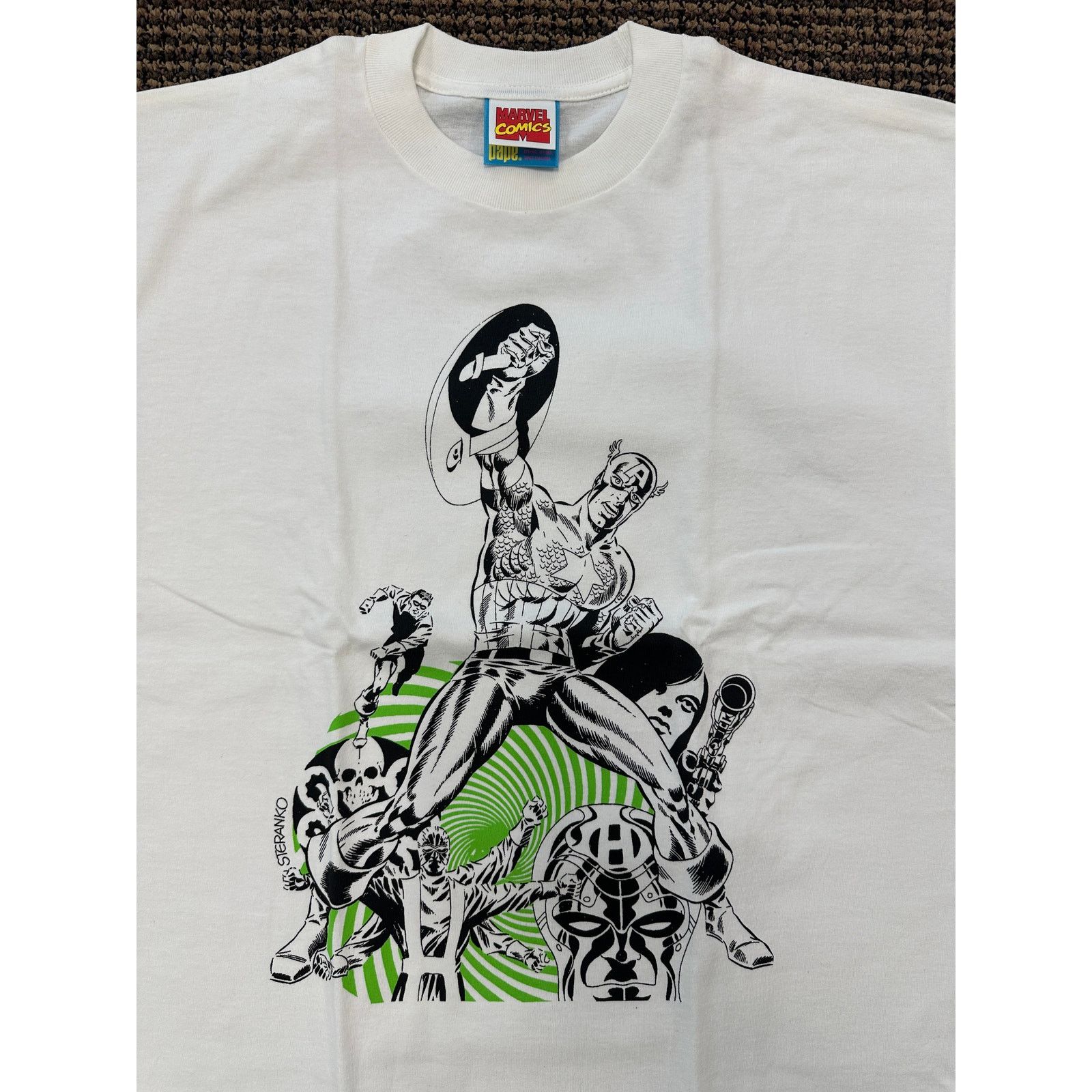 Bape Bape x Marvel 'Captain America' T-Shirt WHITE~sizeL Size US L / EU 52-54 / 3 - 1 Thumbnail