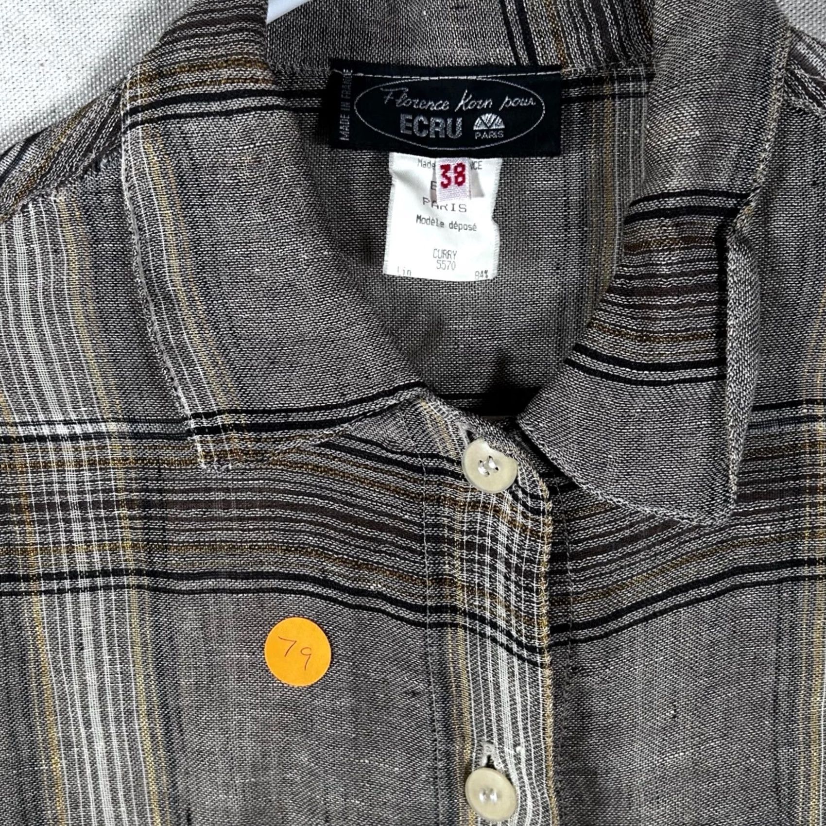Vintage VINTAGE Florence Korn pour ECRU Paris Shirt Plaid Linen Blend Button Up Brown 38 M Women Falls Spring Summer Mens Womens Size M / US 6-8 / IT 42-44 - 2 Thumbnail