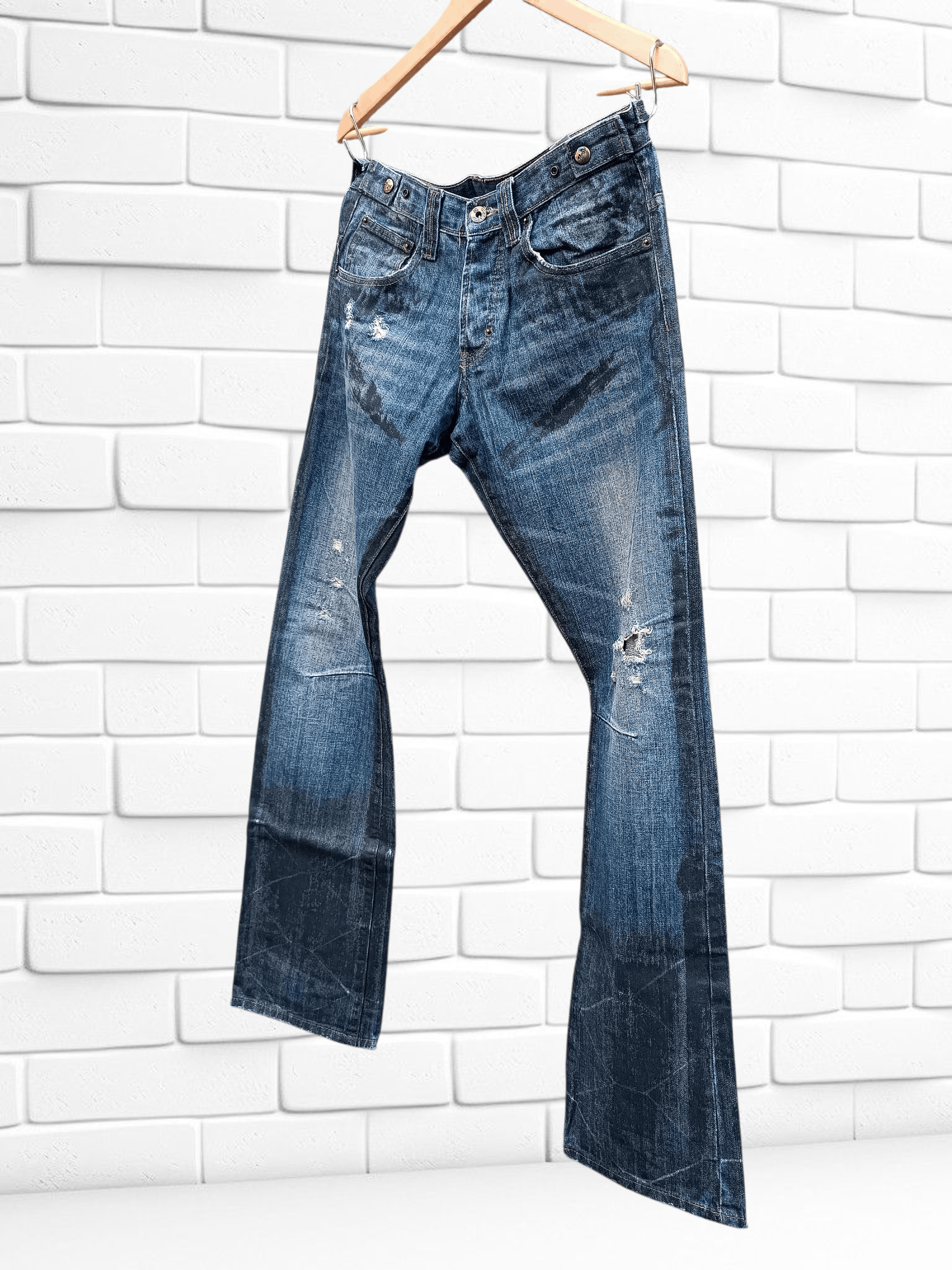 Japanese Brand Vintage Prps Noir Denim Distressed Waxed Coat Jeans Size US 28 / EU 44 - 2 Thumbnail