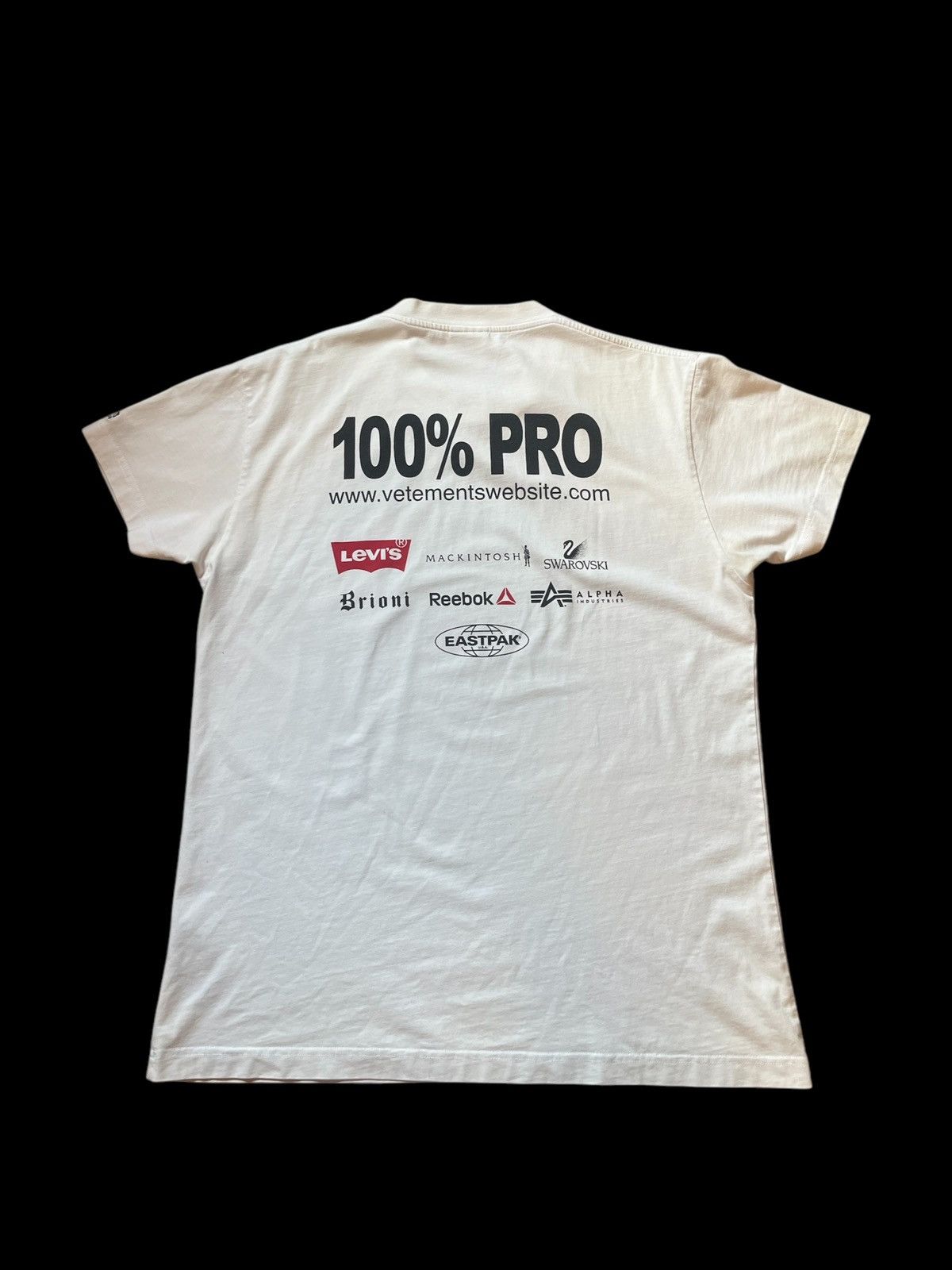 送料無料！Vetements / White '100% Pro' Standard T-Shirt Vetements 100 Pro Tee | Grailed