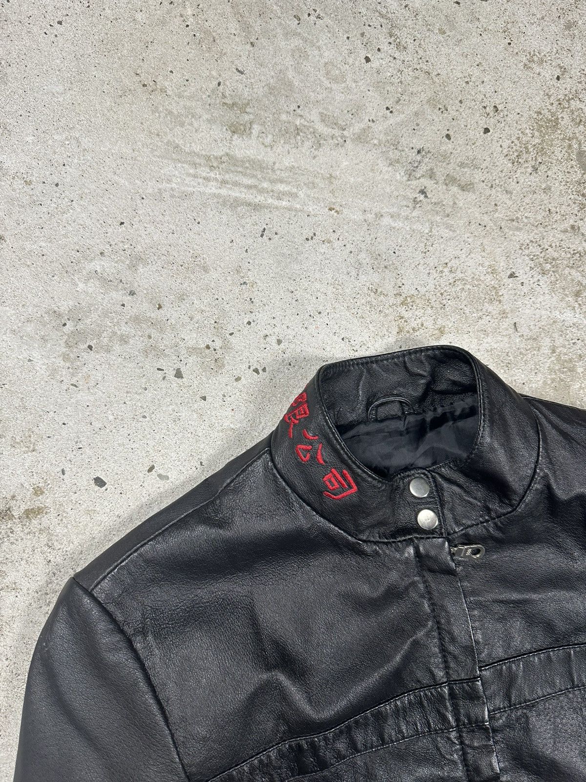 Vintage y2k Black Genuine Leather Jacket Japanese