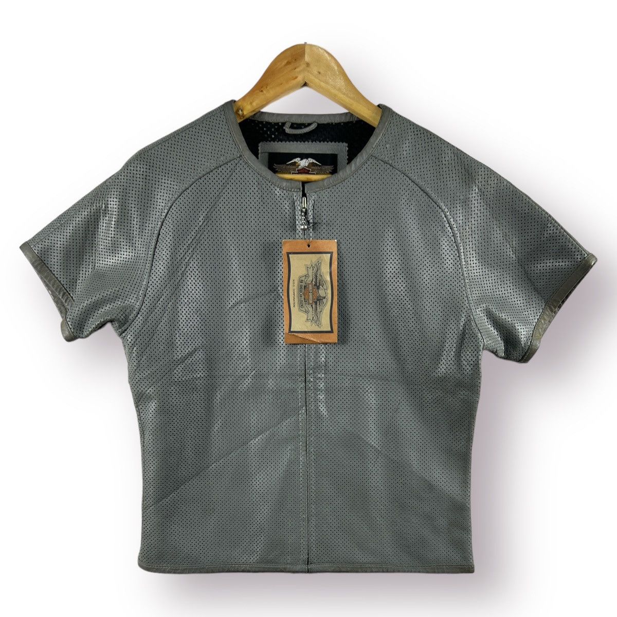Harley Davidson 🔥 MESH HARLEY-DAVIDSON CROP LADIES MOTOR JACKET LEATHER - L Size M / US 6-8 / IT 42-44 - 1 Thumbnail