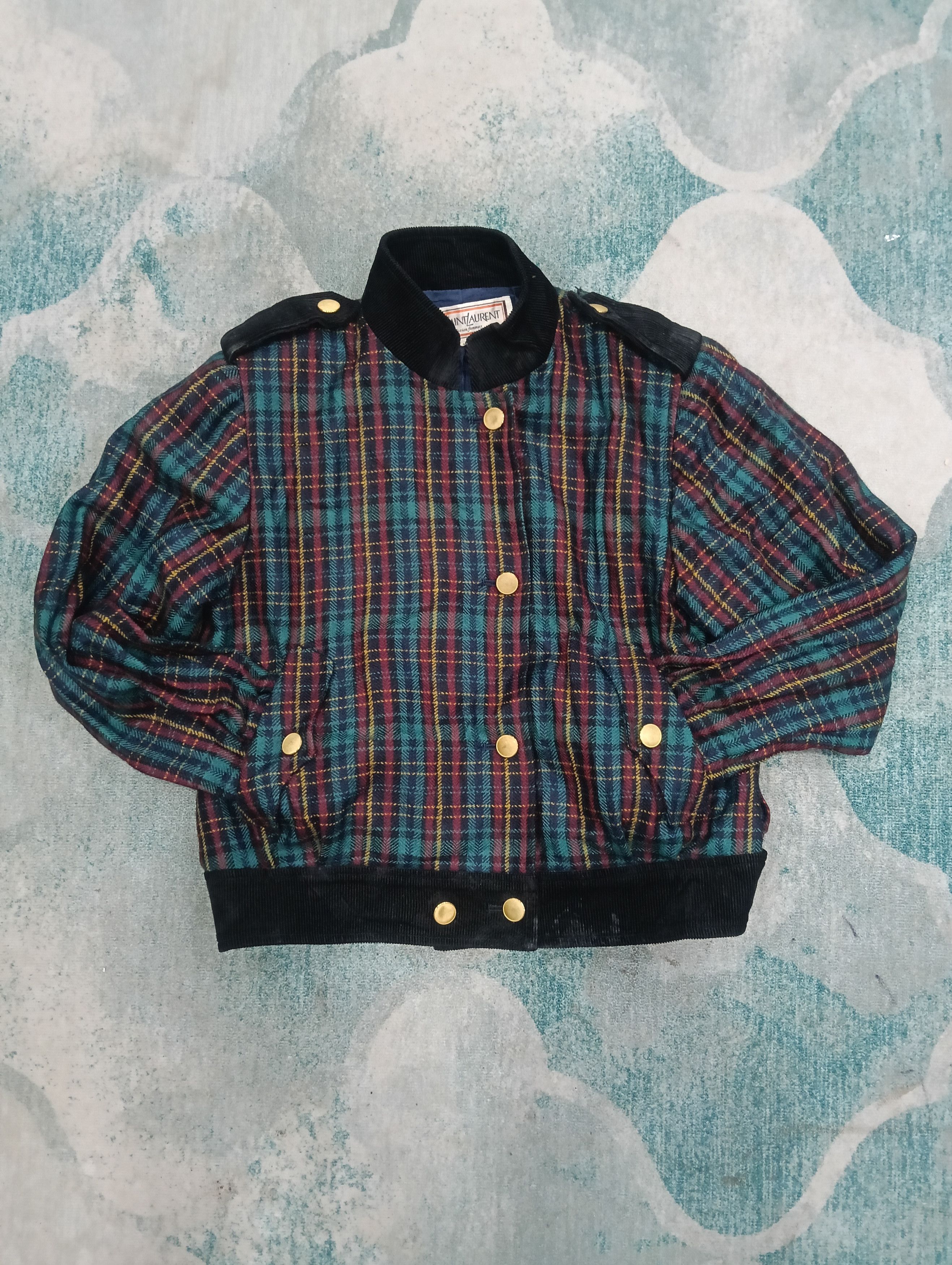 Saint Laurent Paris × Yves Saint Laurent Vintage Yves Saint Laurent Checkered Jacket Size M / US 6-8 / IT 42-44 - 2 Thumbnail