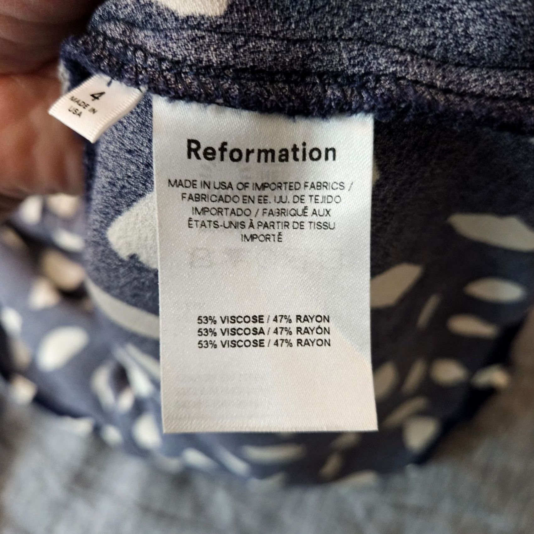 Reformation Reformation Persimonne Midi Dress Women’s 4 Navy Splatter Pattern Button Front Size S / US 4 / IT 40 - 7 Thumbnail
