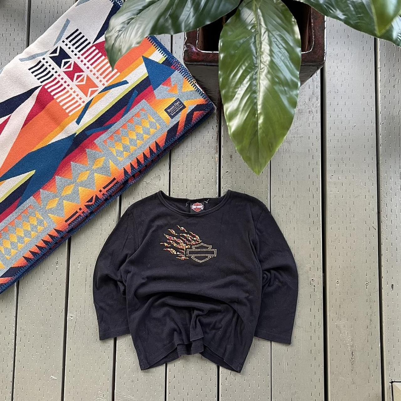 Harley Davidson × Vintage Vintage harley davidson long sleeve with flames Size M / US 6-8 / IT 42-44 - 2 Thumbnail