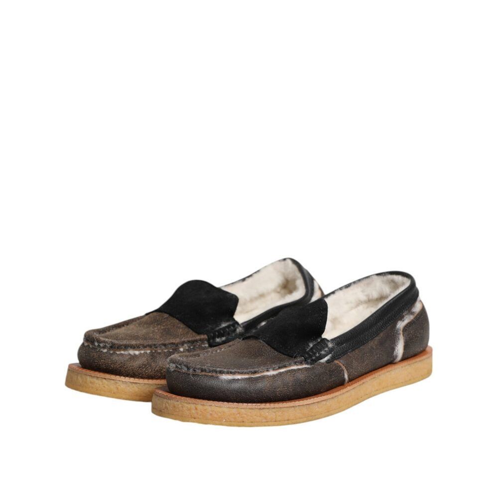Dolce & Gabbana Dolce & Gabbana Brown White Calfskin Leather Loafers Shoes Size US 9 / EU 42 - 4 Thumbnail