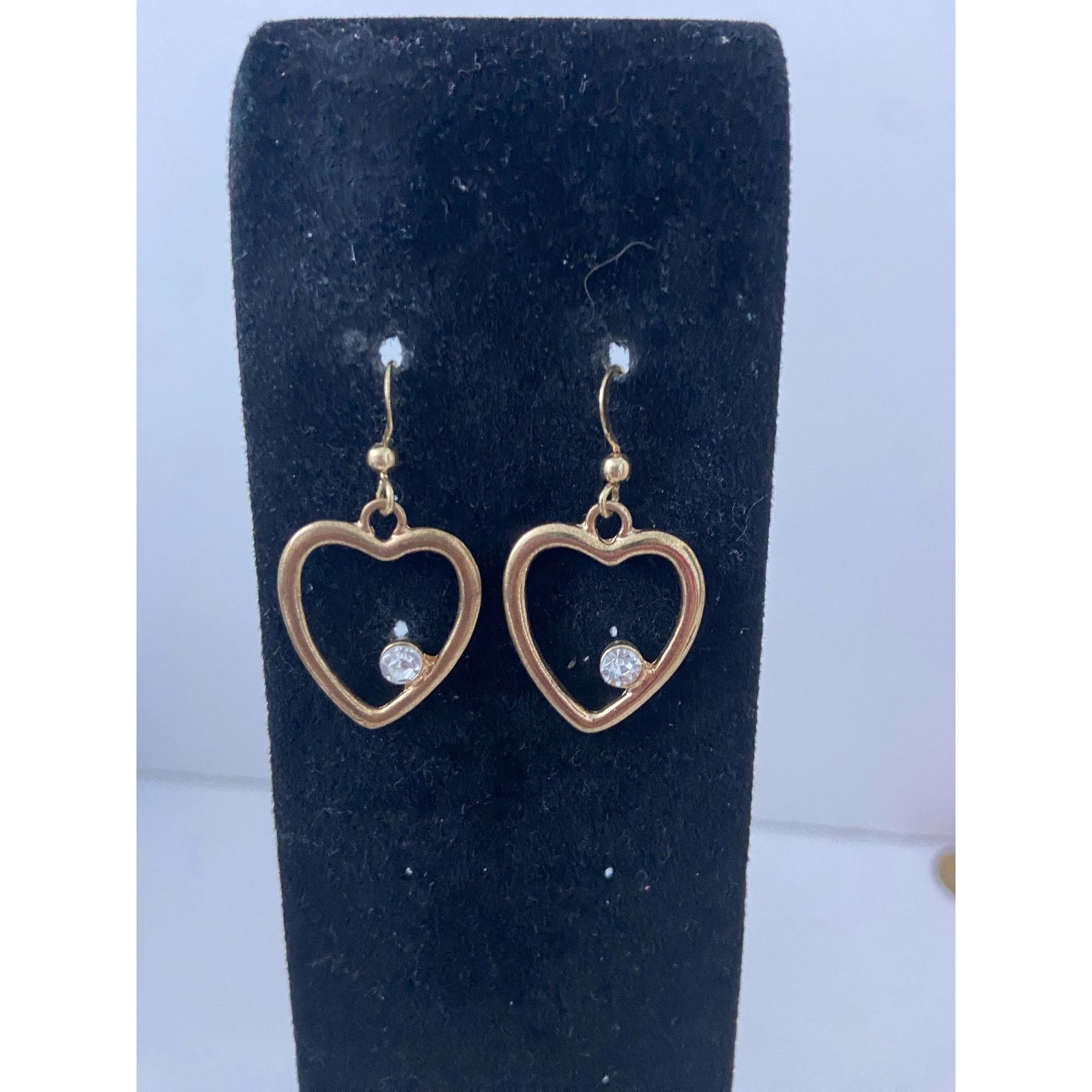 Other heart earrings gold tone with rhinestone Size ONE SIZE - 1 Thumbnail