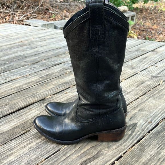 Frye Frye Carson Black Leather Tall Western Cowboy Boots Size 8 B Size US 8 / IT 38 - 3 Thumbnail
