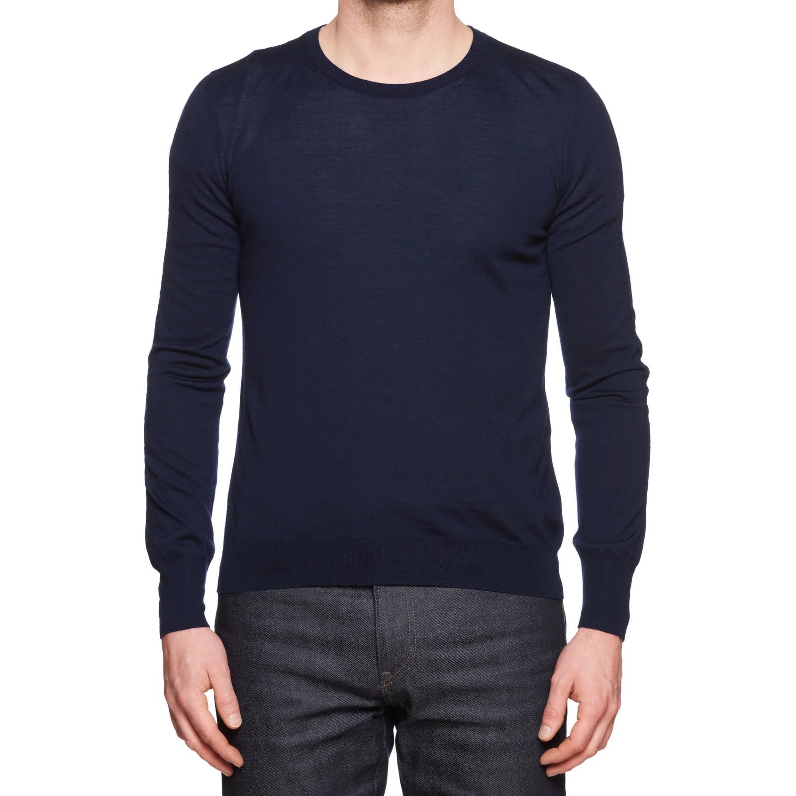 Bottega Veneta BOTTEGA VENETA Navy Blue Wool Knit Crewneck Sweater Size US M / EU 48-50 / 2 - 1 Thumbnail
