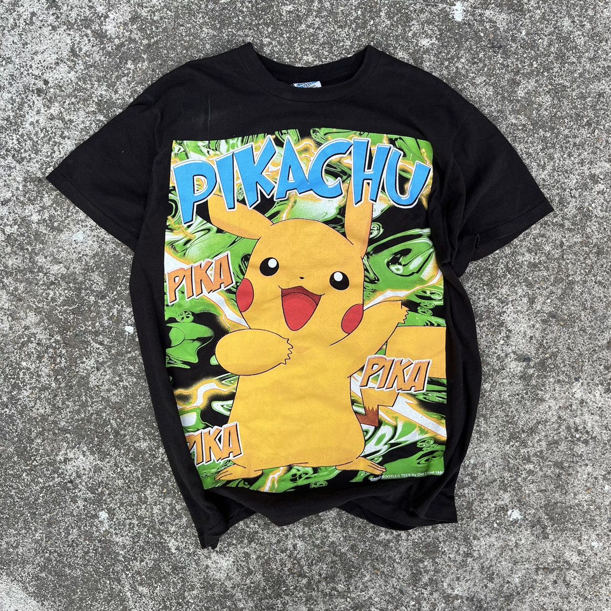 image of Bootleg Pokemon “ Pikachu “ Tshirt in Black, Men's (Size XL)
