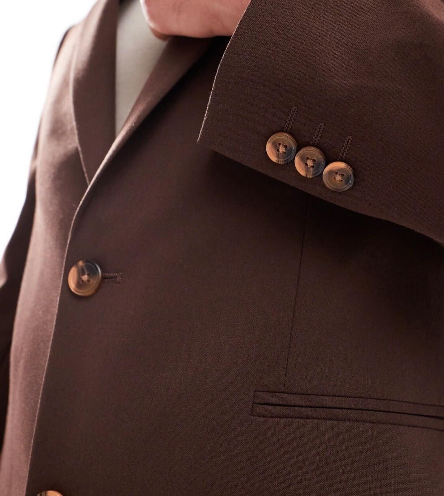Asos Slim Wool Mix Suit Jacket - Dark Brown - Chest 42 Regular Size 42R - 5 Thumbnail