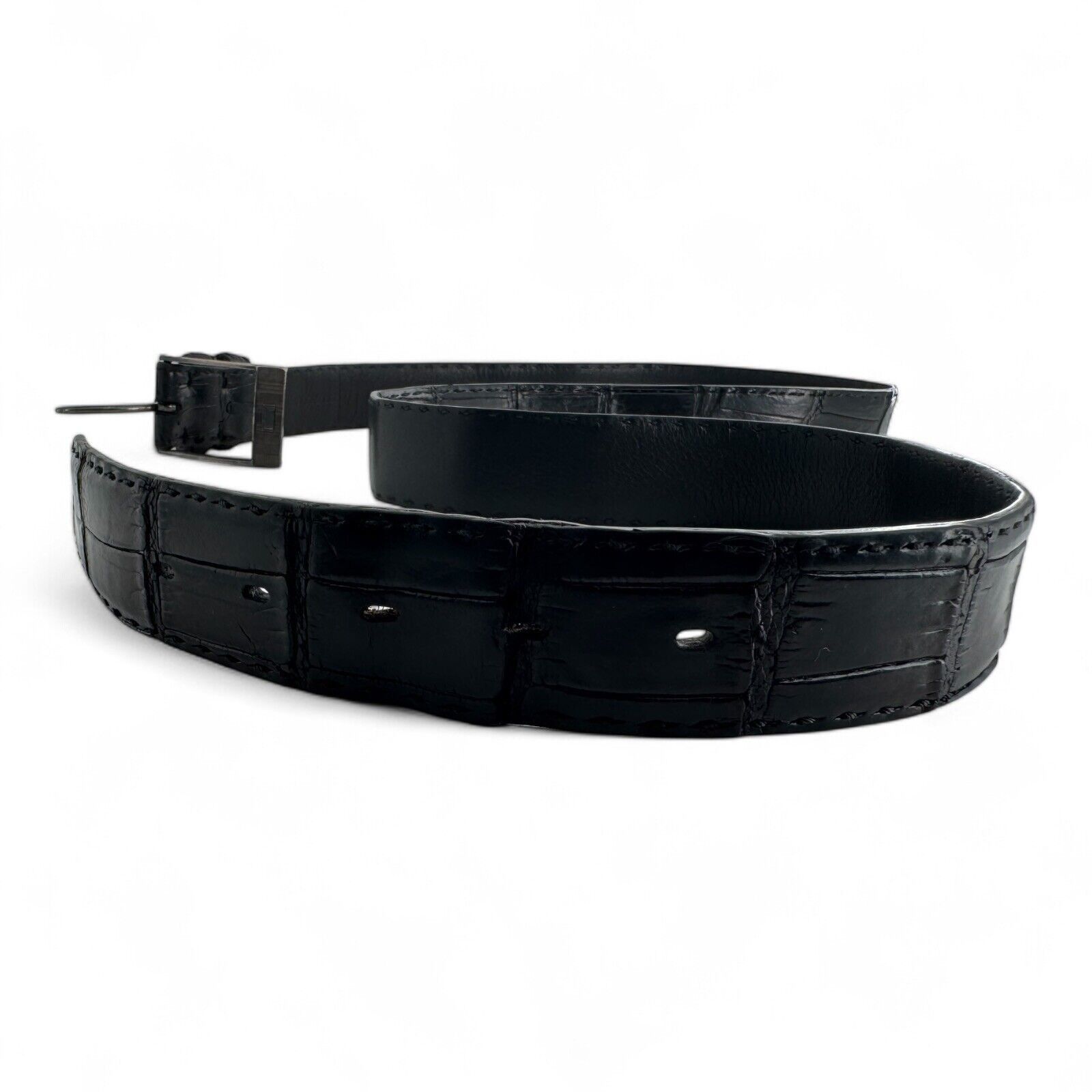 Kiton Kiton Napoli Black Leather Crocodile Belt Men's sz 46 $1900 Size 46 - 5 Thumbnail