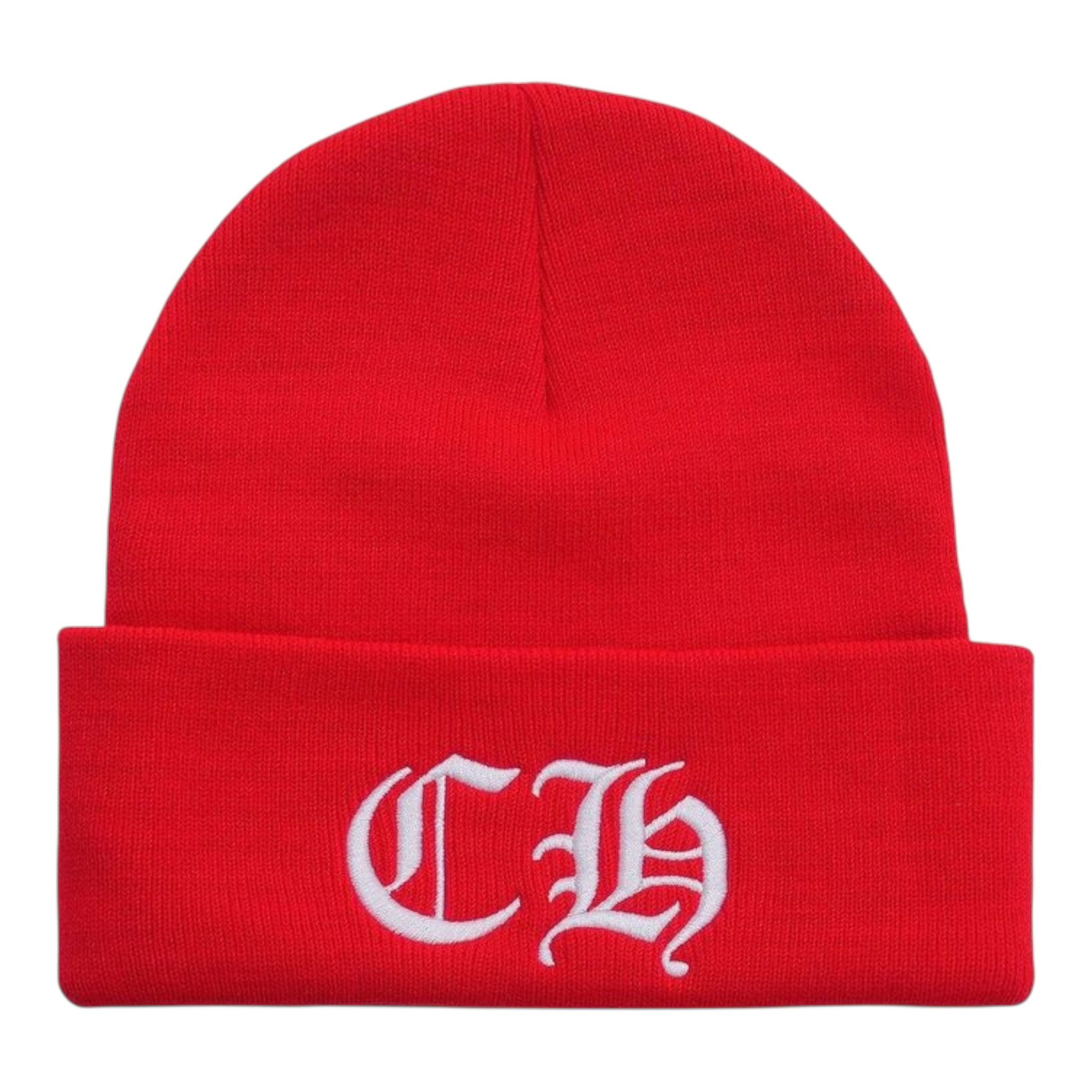 Chrome Hearts Embroidered CH Logo Beanie Red White Size ONE SIZE - 1 Thumbnail