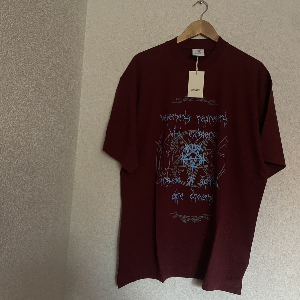 image of Vetements Vital Existence Tee in Bordeaux, Men's (Size XS)