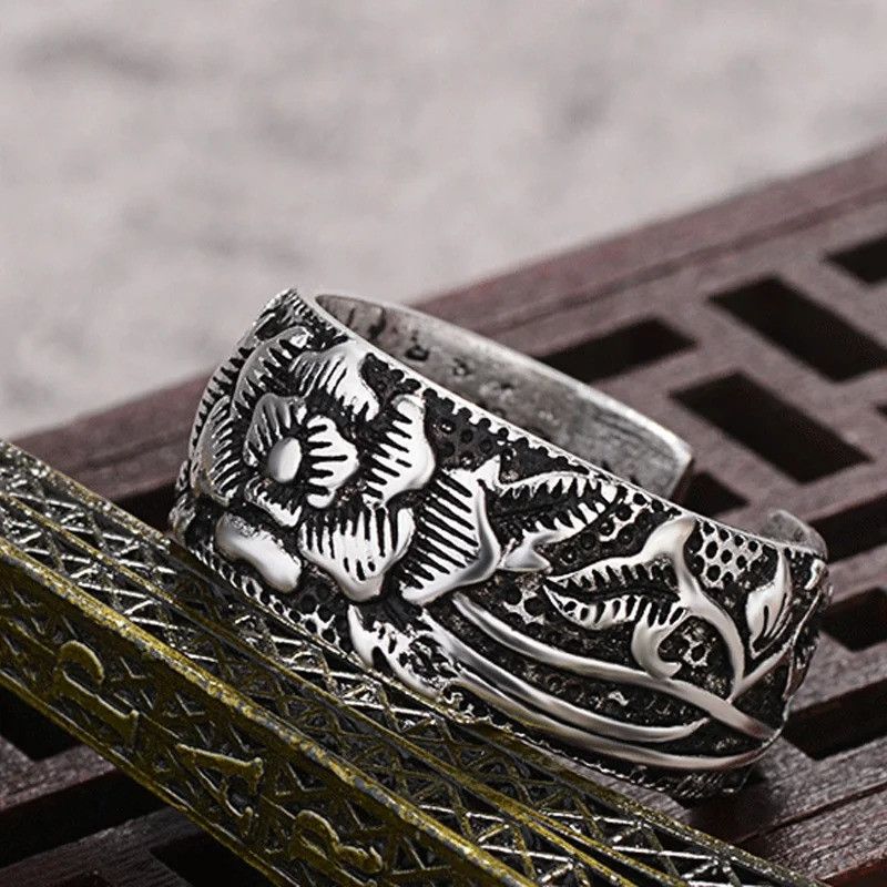 Japanese Brand Retro Peony Ring Size ONE SIZE - 4 Thumbnail