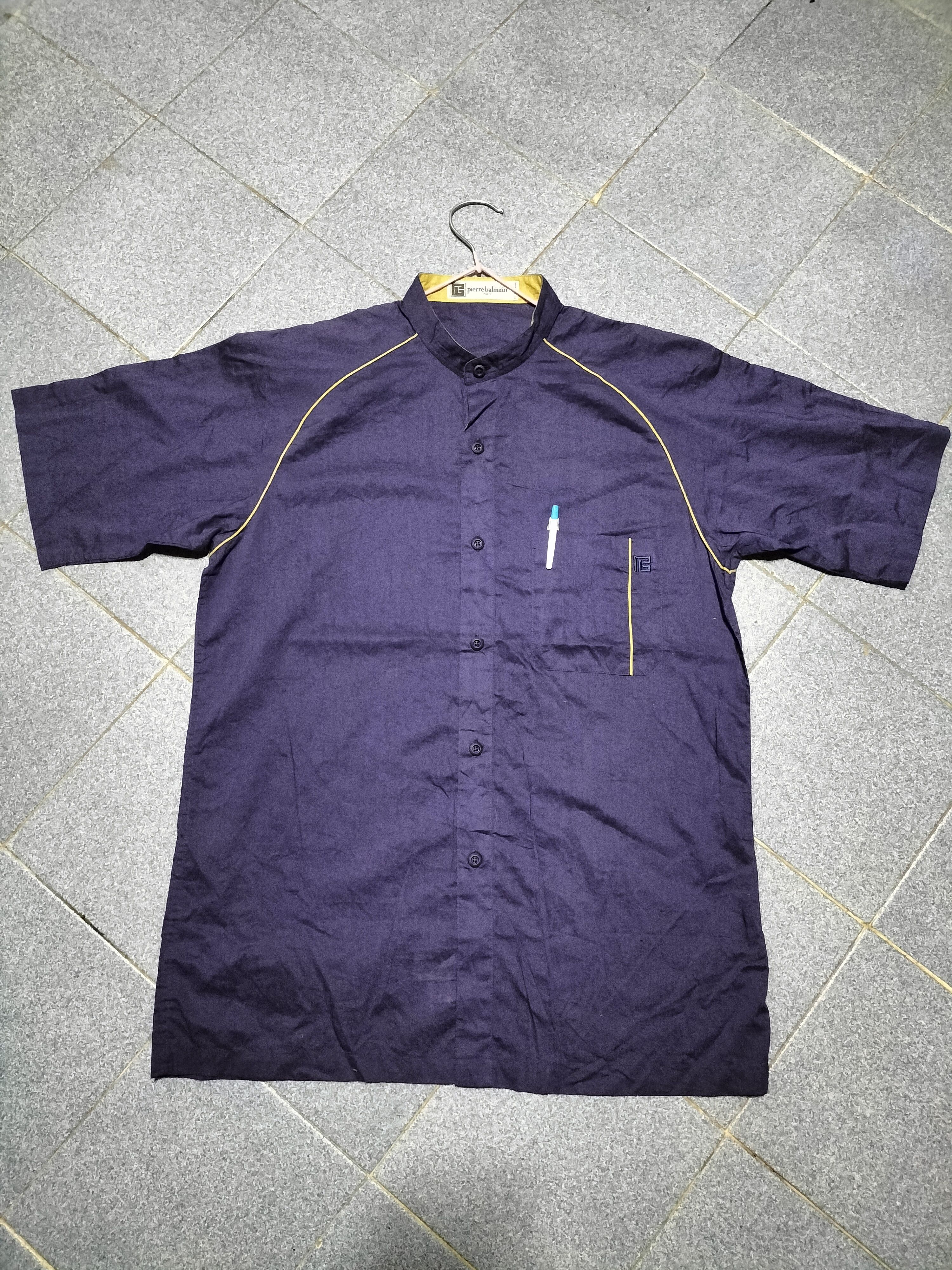 Pierre Balmain × Vintage Vintage Pierre Balmain Shirt Round Collared Fashion Bowlling Size US M / EU 48-50 / 2 - 1 Thumbnail