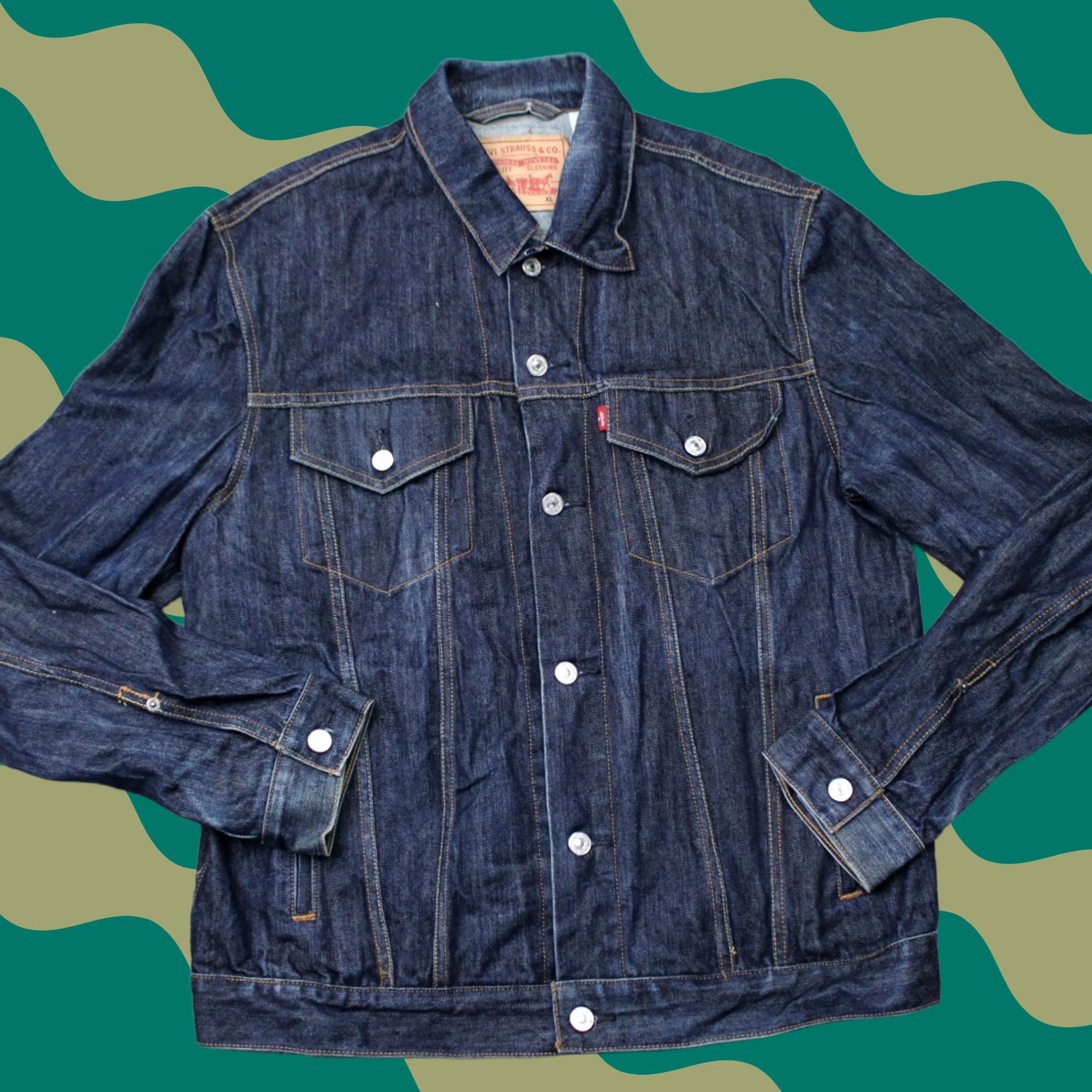 Levi's Levi's Trucker Jacket Mens XL Denim Blue 90s Rockabilly Workwear Whiskering Button Front Pockets Short Length Chest 46 in Regular Fit 70589 Size US XL / EU 56 / 4 - 1 Thumbnail
