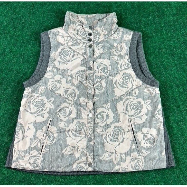 image of Valentino Floral Print Button Up Grey/pink Vest Womens Size 10