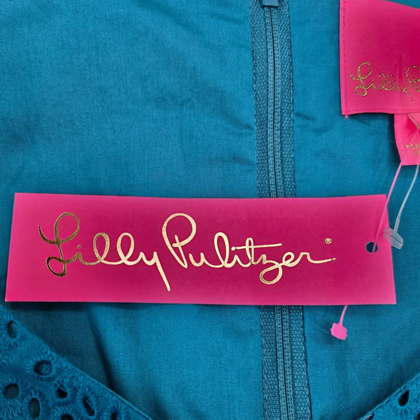 Lilly Pulitzer Lilly Pulitzer Teal Kaylee Eyelet Sleeveless Dress Size 10 Size L / US 10 / IT 46 - 9 Thumbnail