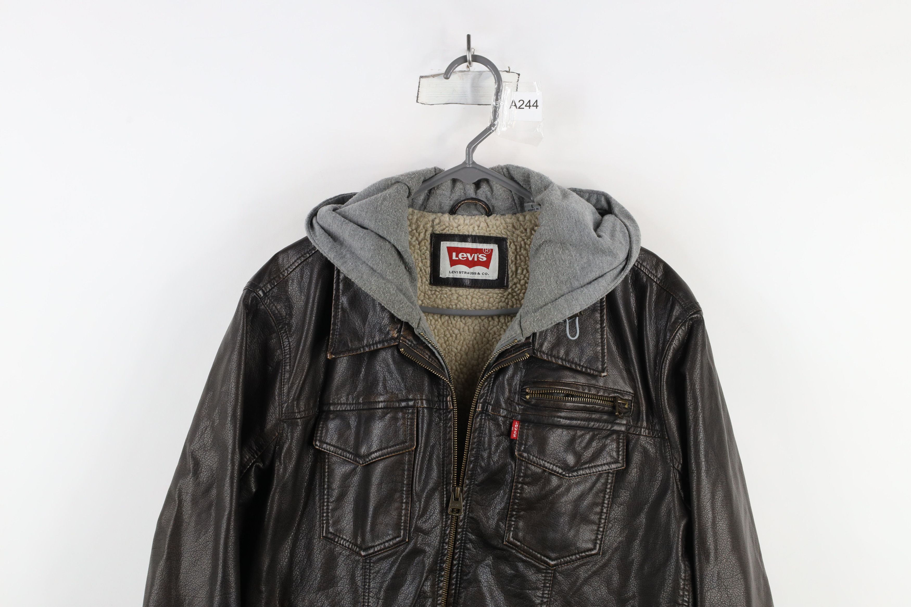 Levi's × Vintage Vintage Y2K Levis Pile Fleece Lined Hooded Trucker Jacket Size US L / EU 52-54 / 3 - 2 Thumbnail