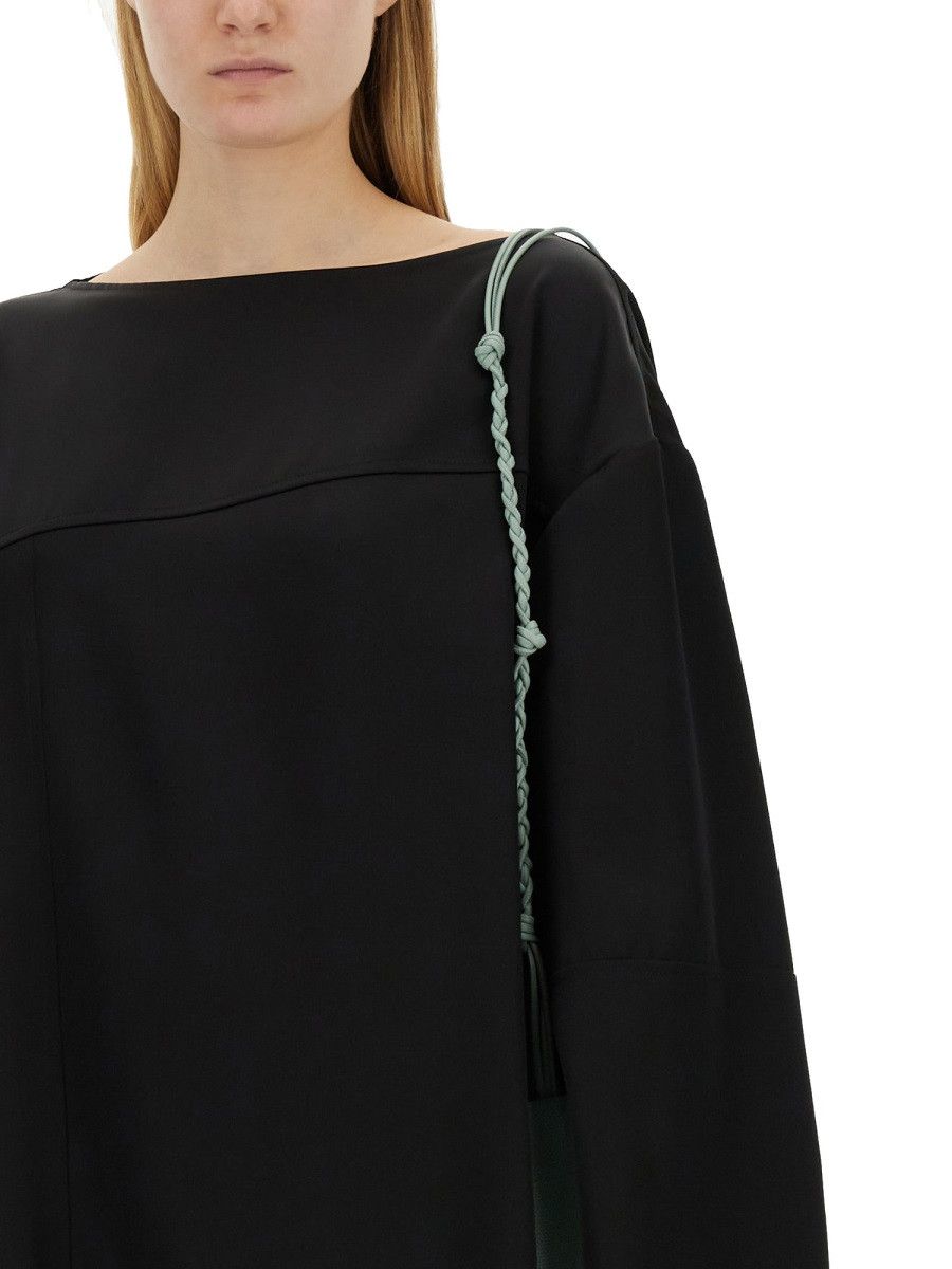 Jil Sander o1loc1c0426 Asymmetrical Viscose Top in Black Size M / US 6-8 / IT 42-44 - 4 Thumbnail