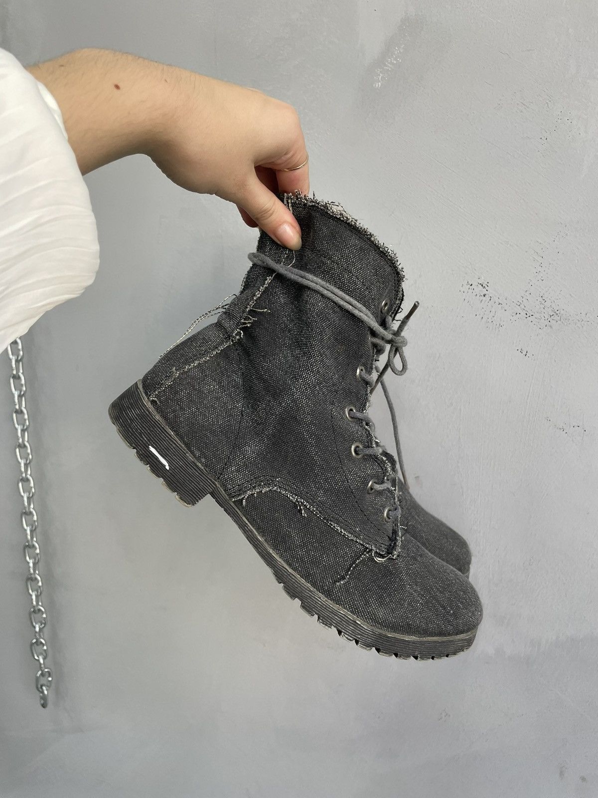 Japanese Brand Vintage Grey Distressed denim guidi style Up Boots Size 41 Size US 8 / EU 41 - 3 Thumbnail
