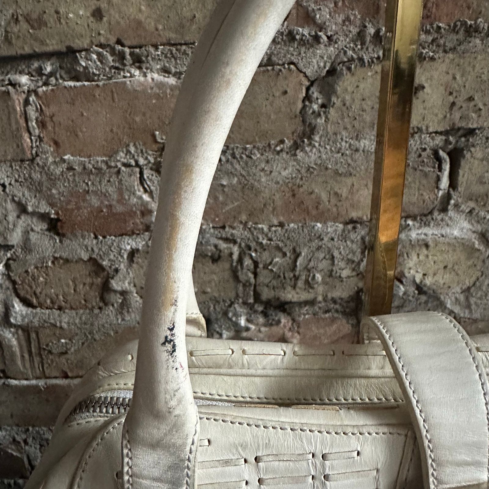 Loewe Vintage 2000's Loewe White Leather Senda Satchel Size ONE SIZE - 10 Thumbnail