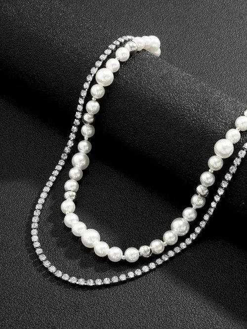 Jewelry Retro Punk Vintage Glass Pearl Necklace Chain Size ONE SIZE - 4 Thumbnail