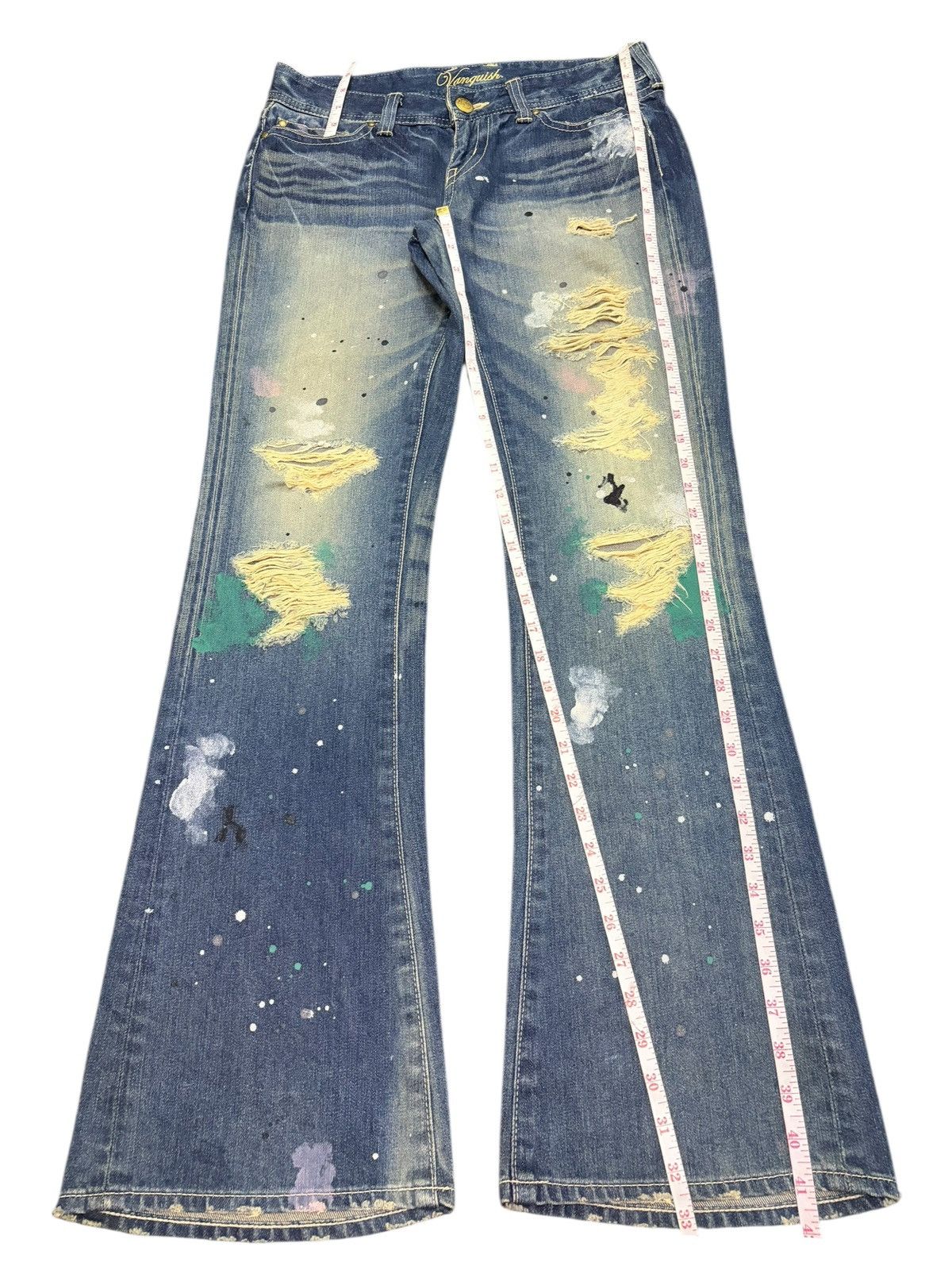 Vanquish Vintage Vanquish Rusty Wash Painted Distress Flare Jeans Size 31" - 7 Thumbnail