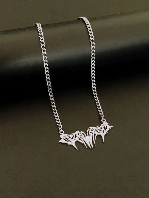 Jewelry × Vintage Retro Punk Necklace Chain Minimal Stainless Steel Size ONE SIZE - 2 Thumbnail